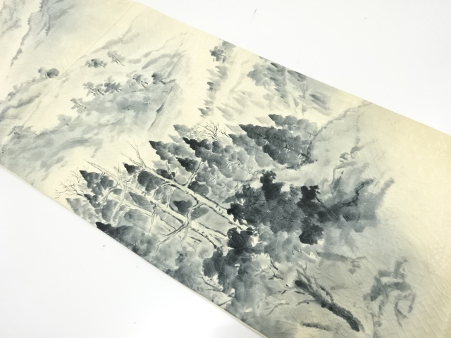 JAPANESE KIMONO / ANTIQUE FUKURO OBI / SILK / SCENERY OF FOREST